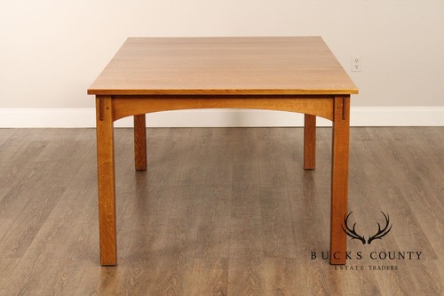 Stickley Mission Collection Oak Harvey Ellis Extendable Dining Table With Inlay - Picture 16 of 18