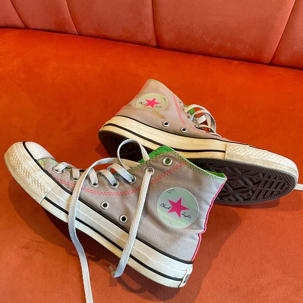 Grey converse top with pink trim