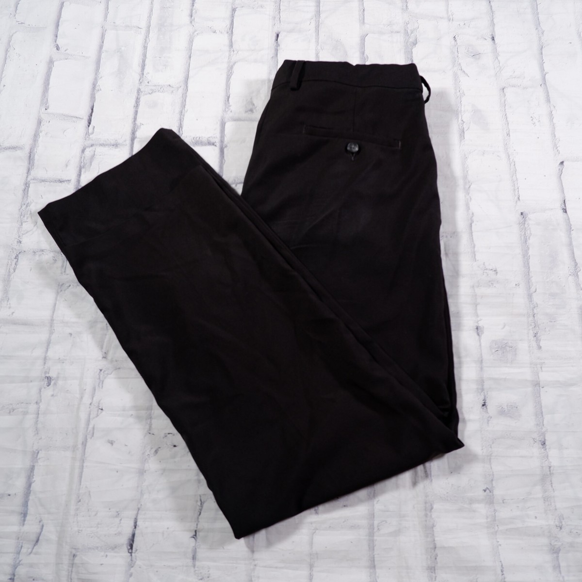 Haggar Eclo Stria Classic Fit Black Flat Front Repreve Mens Dress Pants 32  x 30