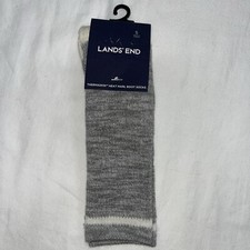 Kids Size Small Lands End Thermaskin Heat Merl Boot Socks Cement Gray NEW