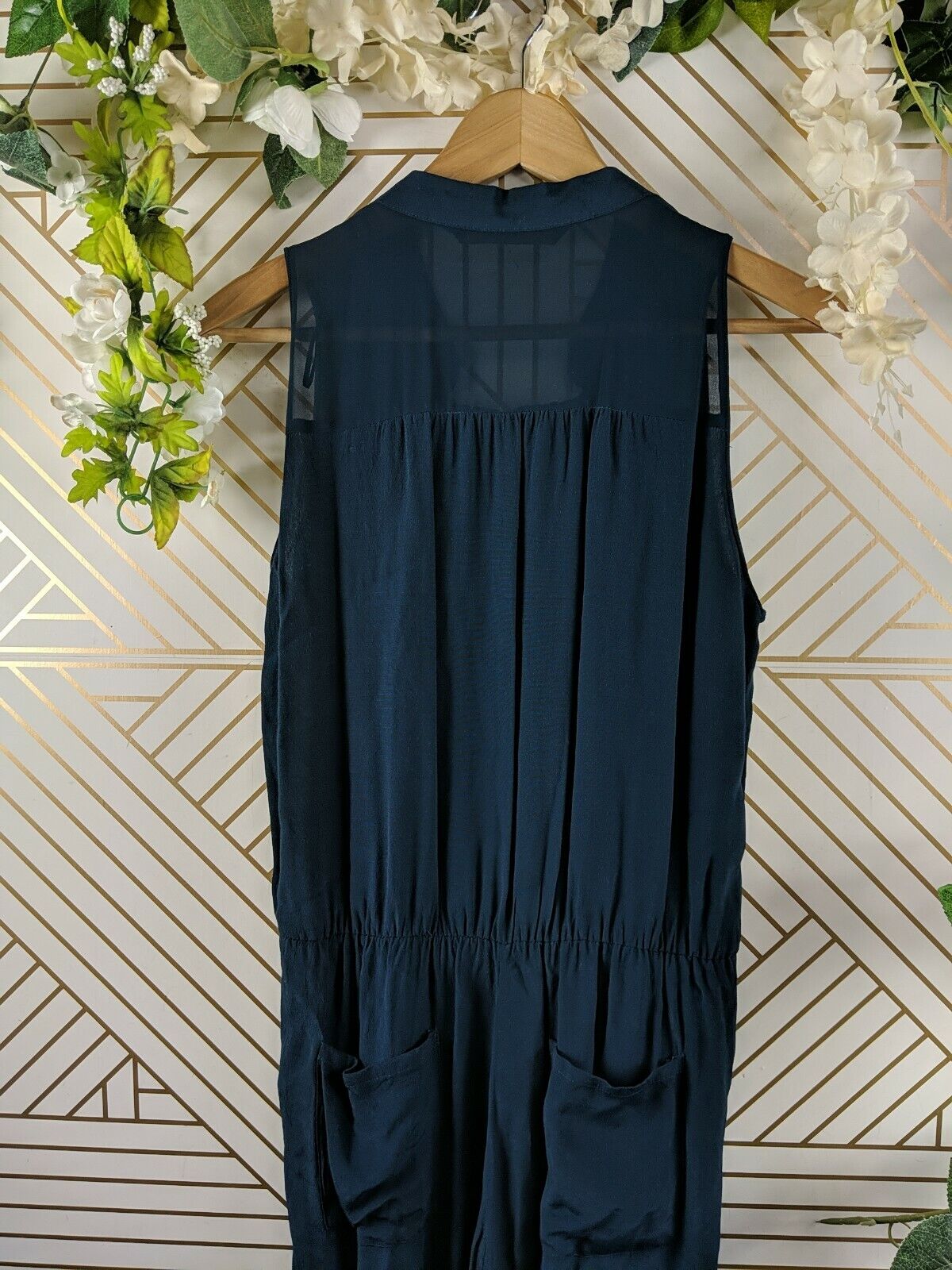 Zara Basic Navy Blue Jumpsuit Crossover Size small - image 7
