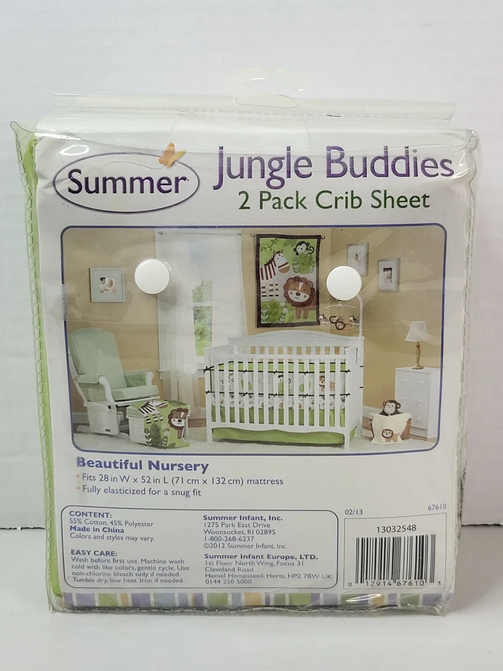 Paquete de 2 sábanas para cuna Summer Jungle Buddies Foto 2 de 3