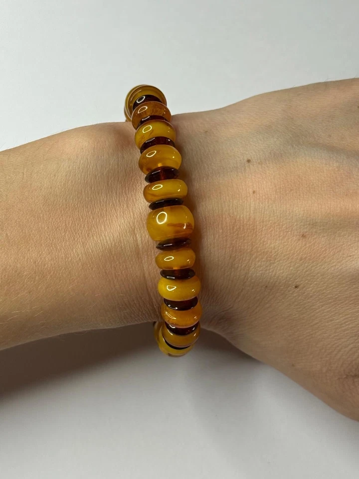 Natural Amber Stone Bracelet.Donut shape Amber Bracelet.Amber Jewelry Bracelet. - Image 2 of 4