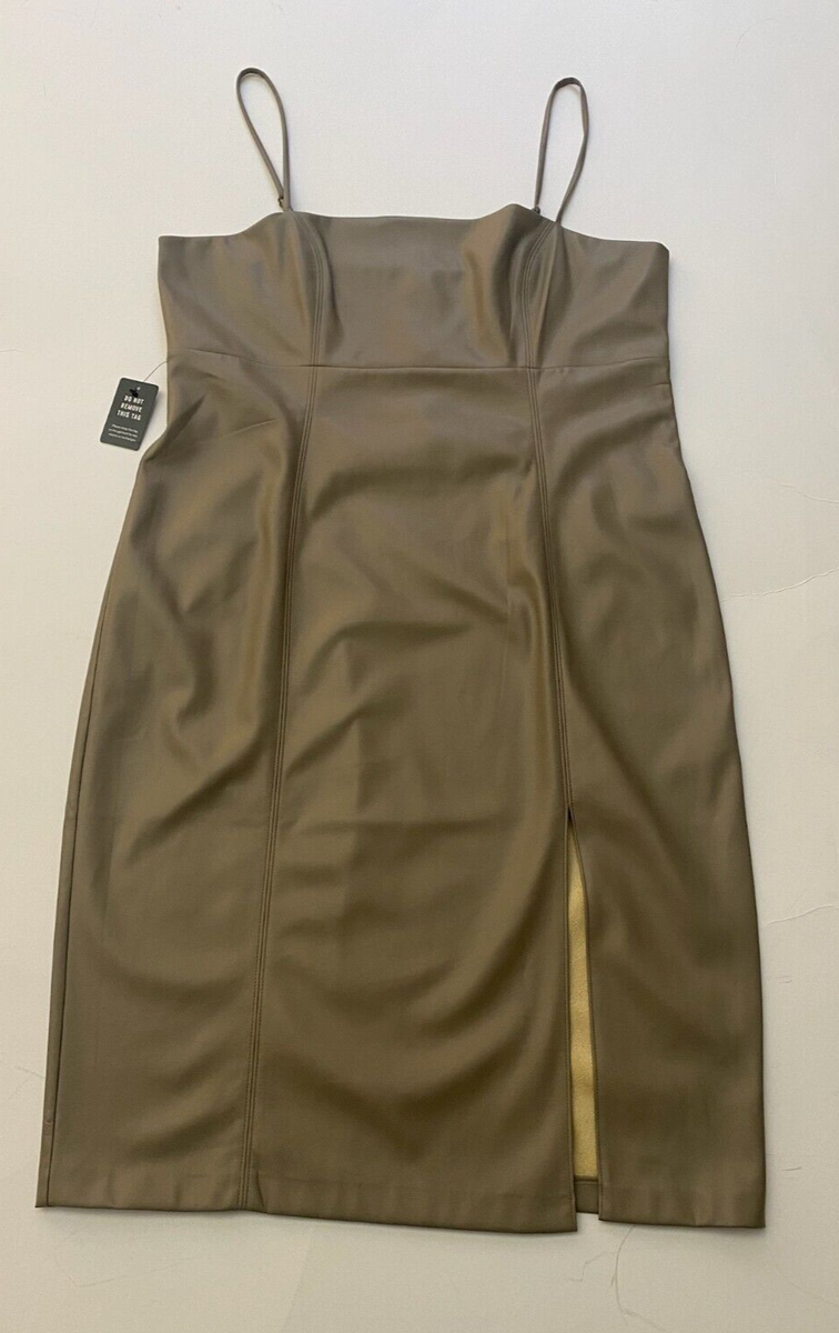 Express Body Contour Faux Leather Cami Midi Dress Iced Taupe Size XL NWT Express Body Contour Faux Leather Cami Midi Dress Iced Taupe Size XL NWT