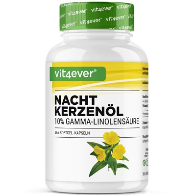 Nachtkerzenöl - 365 Kapseln 1000mg -10% Gamma Linolensäure