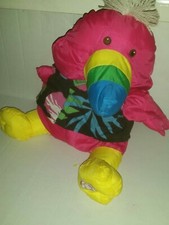 Fisher Price Puffalump Wild Things Pink Yellow Toucan Plush Hawaiian Shirt 1987