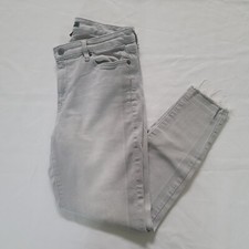 Lauren Ralph Lauren Women's Gray Premier Skinny Cropped Jeans Size 10 Frayed Hem