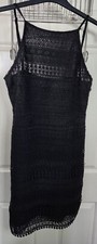 Womens size 10 Boohoo Little Black Dress Stretch layered lace party strappy