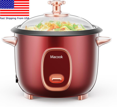 4 Cup Red Rice Cooker And Rice Steamer With Non-Stick Cooking Pot ...