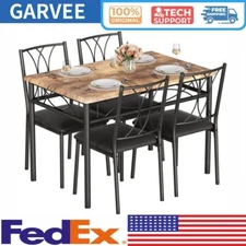✅5 Piece Dining Table Set for 4 W/Cushion Chairs Kitchen Table Upholstered Chair