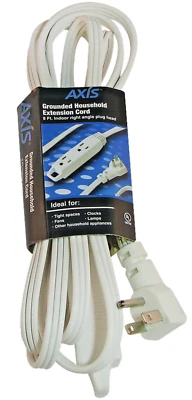 AXIS 3-OUTLET GROUNDED 8FT WHITE EXTENSION CORD BLOWOUT SALE - SAVE UP TO 45%!!!