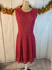 BCBGMAXAZRIA Fit  Flare Dress Women's SZ Medium Fuchsia Pink Lace Lined