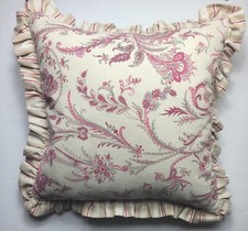 Ralph Lauren Ruffle Accent Pillow Floral Paisley Reversible Stripes Down Filled
