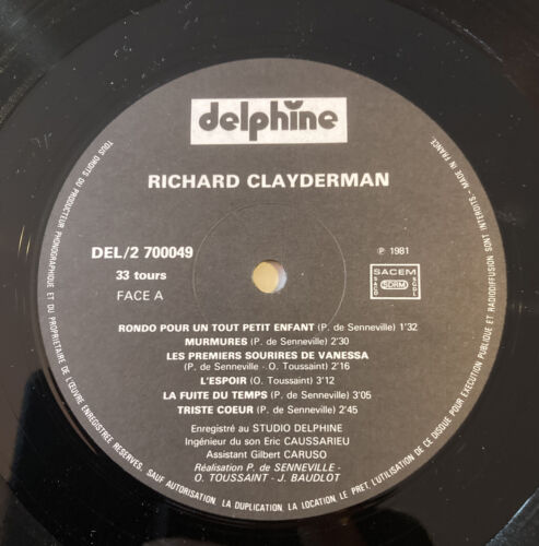 Richard Clayderman Rondo For Un Tout Small Child Del / 2700049 VG+ Vinyl 33T LP - Picture 2 of 4