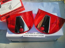 New Pair Of Red Vintage Style Head Light Visors New Pair Of Red Vintage Style Head Light Visors