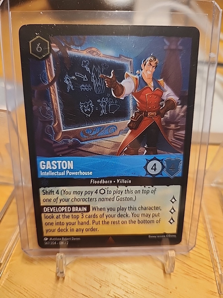 DISNEY LORCANA RISE OF THE FLOODBORN GASTON 147/204 RARE COLD FOIL MINT |  eBay