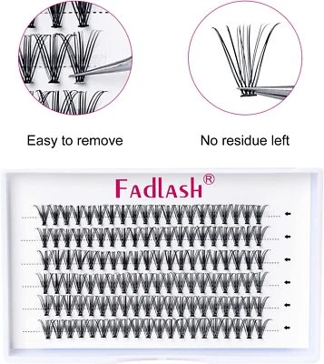 Fadlash Individual Eyelashes Natural C/D Curl Lash Cluster Lashes False Lashes