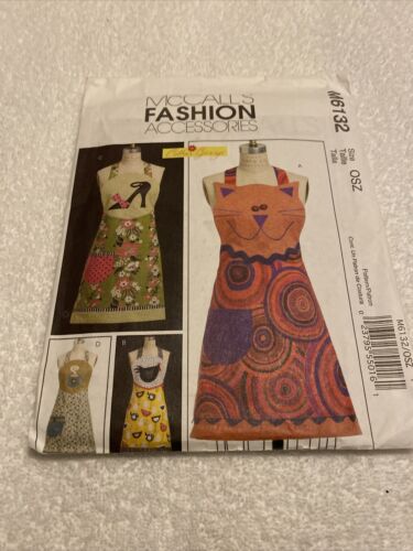 McCall's Pattern #M6132. Ladies Theme Aprons-Cat, Shoe, Coffee, Chicken. OSZ