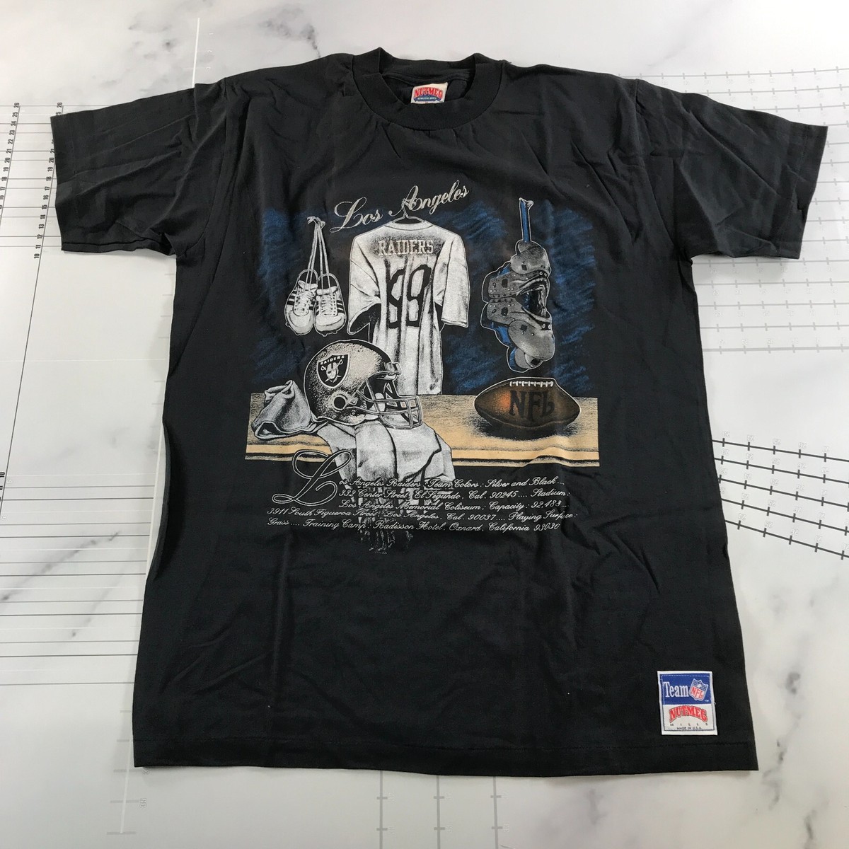 Vintage Los Angeles Raiders T-Shirt XL Schwarz Grafik Aufdruck 