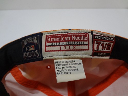 VTG MLB Houston Astros LOGO Fitted 7 1/2 Hat 90s American Needle Orange Velvet - Picture 5 of 6