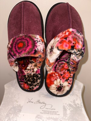 VERA BRADLEY Embellished Slippers ROSEWOOD Plum MEDIUM 7-8 #15345-472M