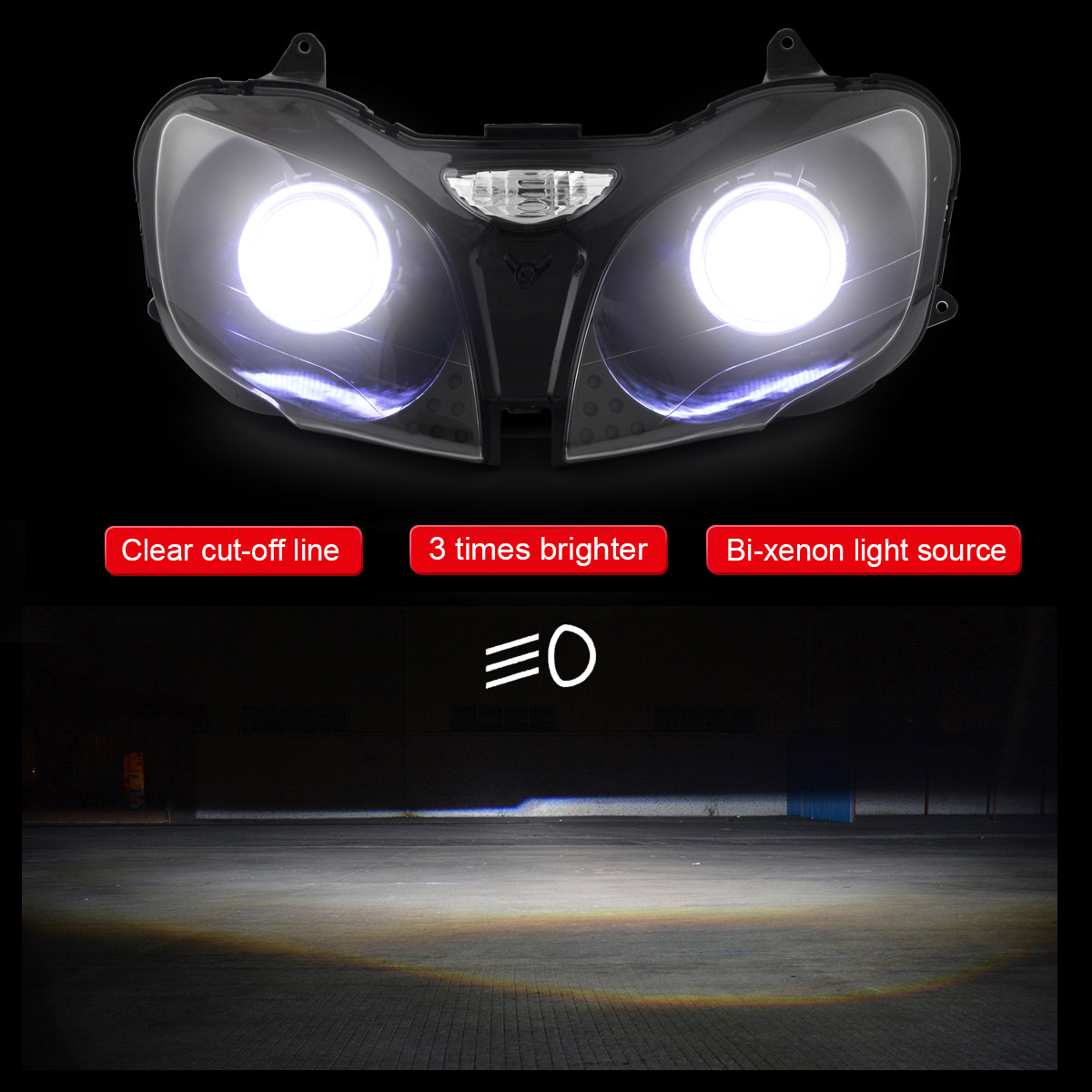 GE200 【17】 2000-2008 Kawasaki ZZR600 KT LED Angel Halos Eyes HID