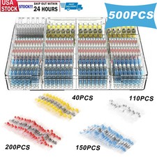 50-500Pcs Solder Seal Wire Connectors,Waterproof Heat Shrink Butt Connectors Kit