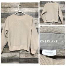 Everlane Renew Sherpa Sweatshirt Women s M Tan Crewneck Pullover M8