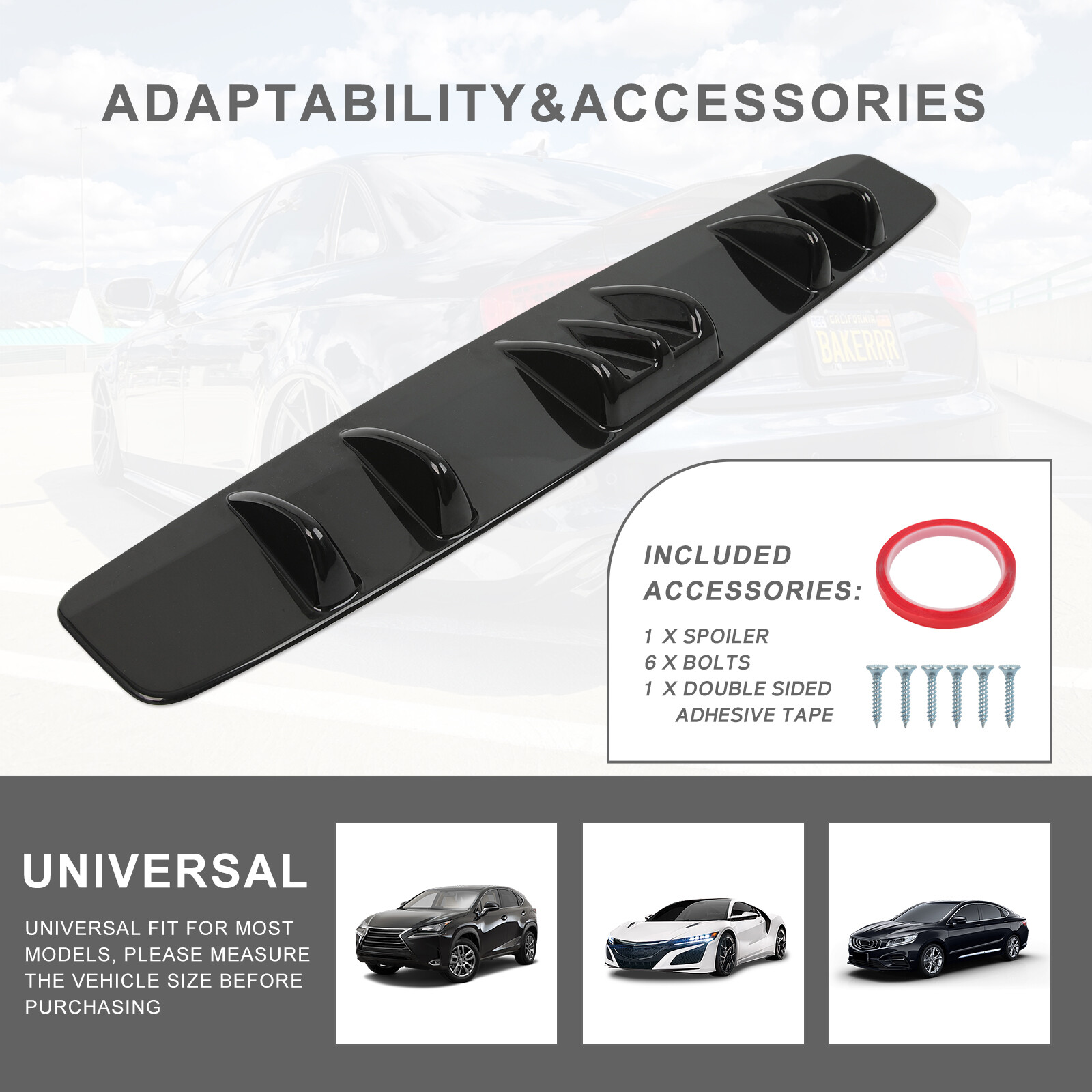 For Acura MDX Rear Lip Bumper Valance Diffuser Spoiler Glossy Black ...