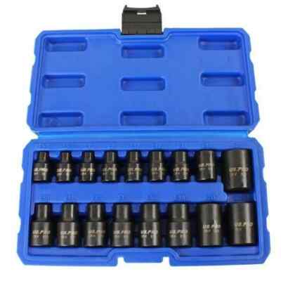 US PRO Tools 17pc 3/8'' & 1/2'' dr Impact E-Torx Socket Set E5 to E24 3420