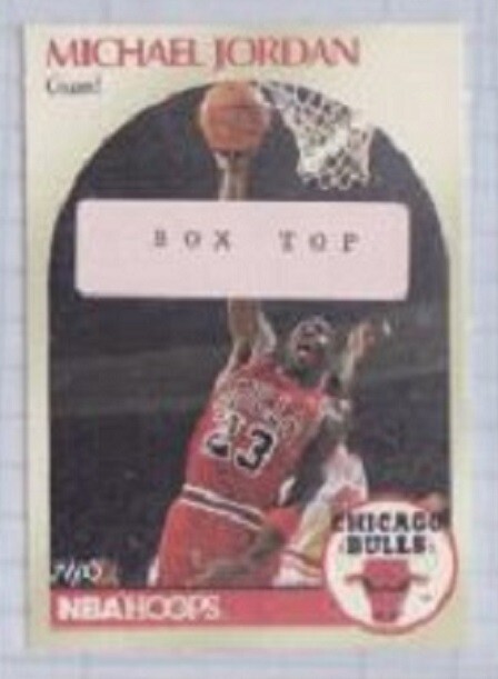 MICHAEL JORDAN 1990 NBA HOOPS BOXTOP Card Blank Back (top MICHAEL JORDAN 1990 NBA HOOPS BOXTOP Card Blank Back (top