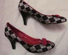 NOT RATED checker plaid harleyquin vegan pumps kawai punk shoes 9.5 M 