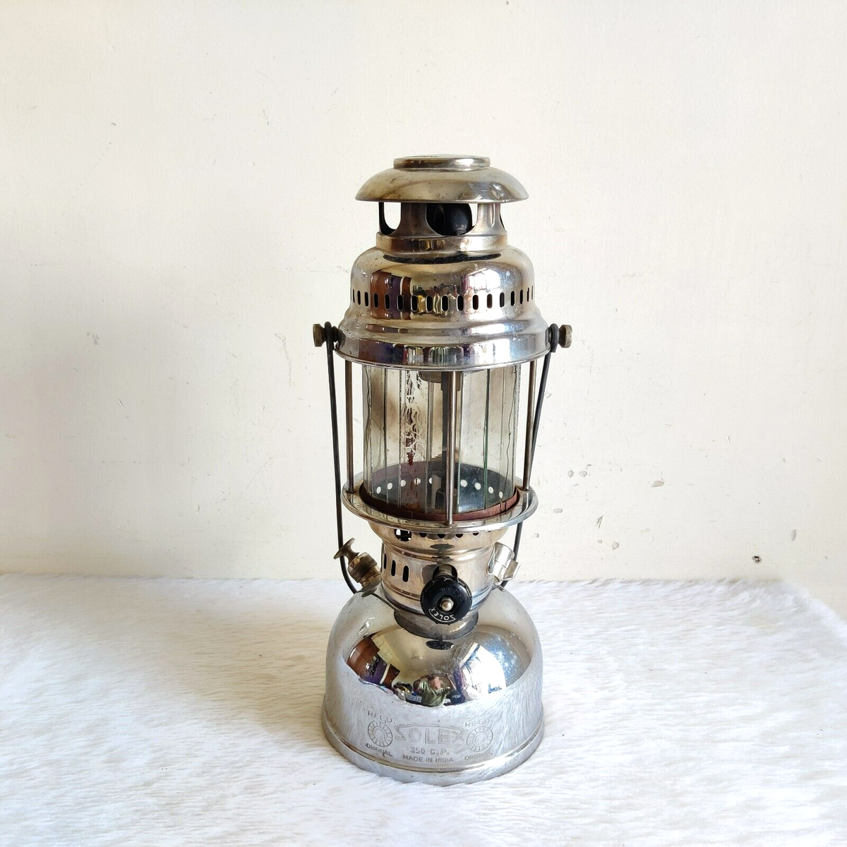 Vintage Tin Solex Chromium Plated Decorative Lamp Light India