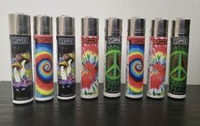 8 Clipper Lighters Refillable assorted designed Lighters   Free Shipping