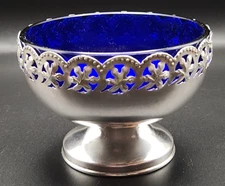 Vintage Celtic Silver Plate Cobalt Glass Bowl/Compote – Made in England