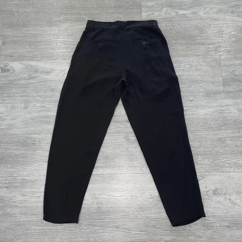 Pantalón recto de crepé Eileen Fisher de seda Georgette para mujer talla XXS negro oficina Foto 3 de 4
