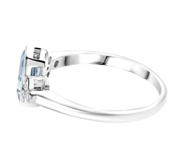 1.02 Karat Natürlich Aquamarin & Diamanten Solitaire Verlobungsring 14k Weiß - Bild 4 von 4