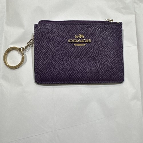Coach Purple Credit Card Case With Gold Trim