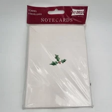 Year 2005  Studio18  Blank Note Cards & Envelops 8 pcs with Holly Design~ Sealed