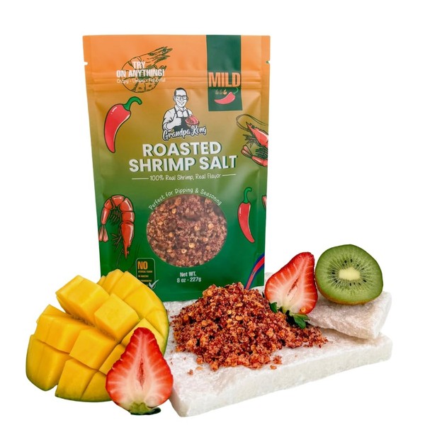 Sal de chile de camarones asados - condimento crujiente de mariscos para arroz, fideos, bocadillos