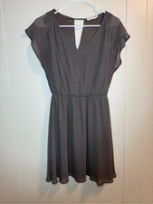 Lush Woman’s M Gray V-Neck Chiffon Flowy Dress