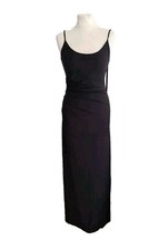 Vintage Consortium Womens Black Strappy Side Ruched Long Occasion Dress. UK 12.