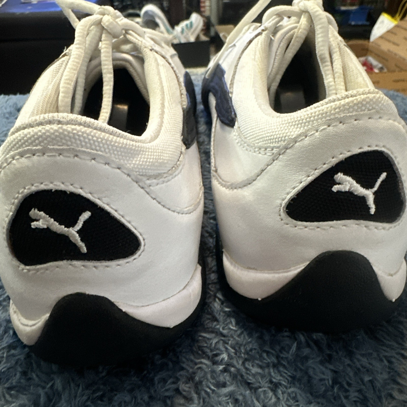 Puma Speed Cat VINTAGE 10.5 White & Black Leather Driving Shoes Men's Lifestyle thumbnail 4