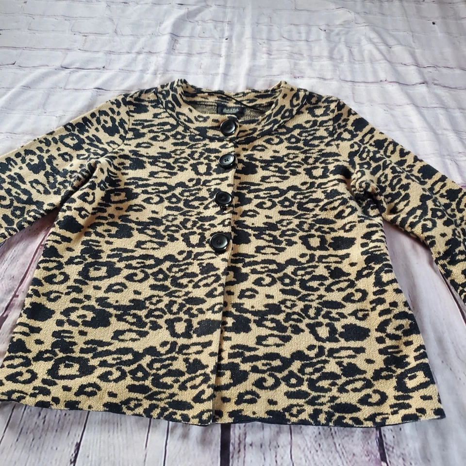 Cárdigan Peck And Peck Fin de Semana Estampado Animal Botón Frontal Talla Pequeña Foto 2 de 4
