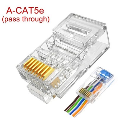 RJ45 Netzwerkstecker Pass Through CAT6 CAT5e vergoldet 8P8C Ethernet