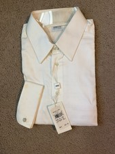 Armani Collezioni Men's Vintage White Textured Fabric With French Cuff Shirt