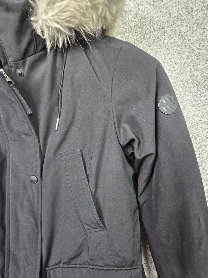 Abrigo Parka Andrew Marc Mujer Pequeño Negro Imitación Piel Capucha Acolchado Cálido -15F Largo Foto 4 de 4