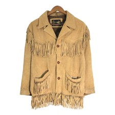 70's Sears Fringe Leather Jacket Beige Men's 40 Used Clothing R7062