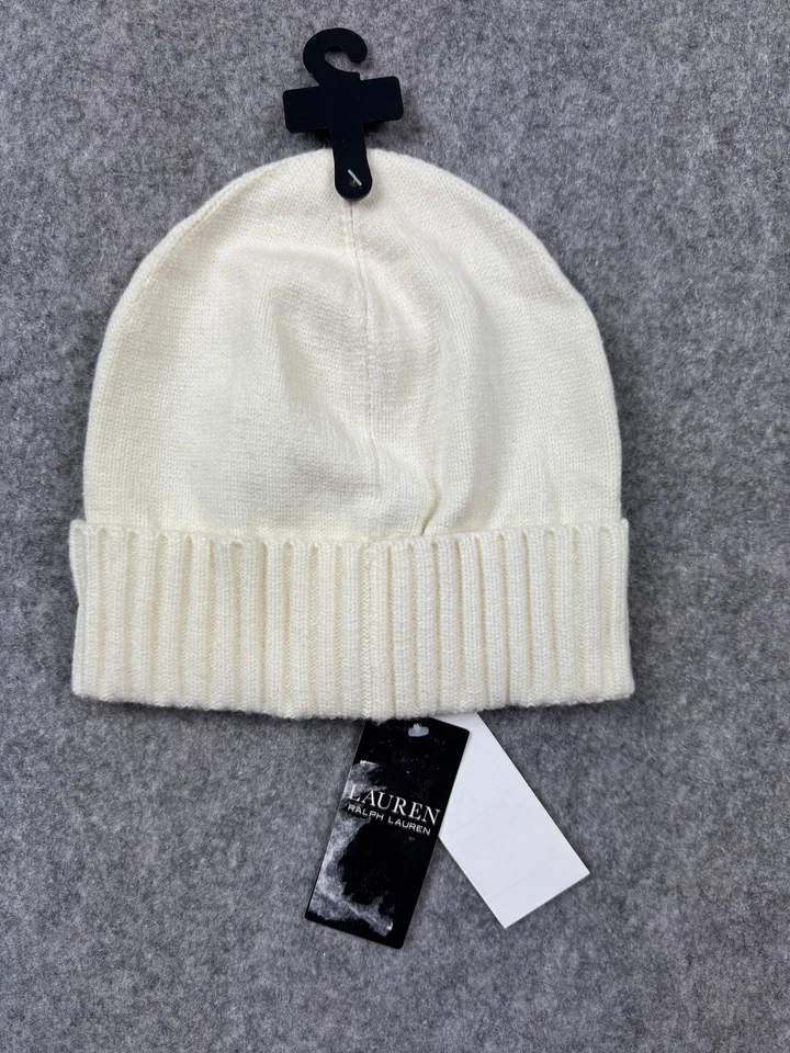 Lauren Ralph Lauren Sombrero Gorro Mujer Talla Única Tejido Acanalado Invierno Marfil Crema NUEVO Foto 2 de 4
