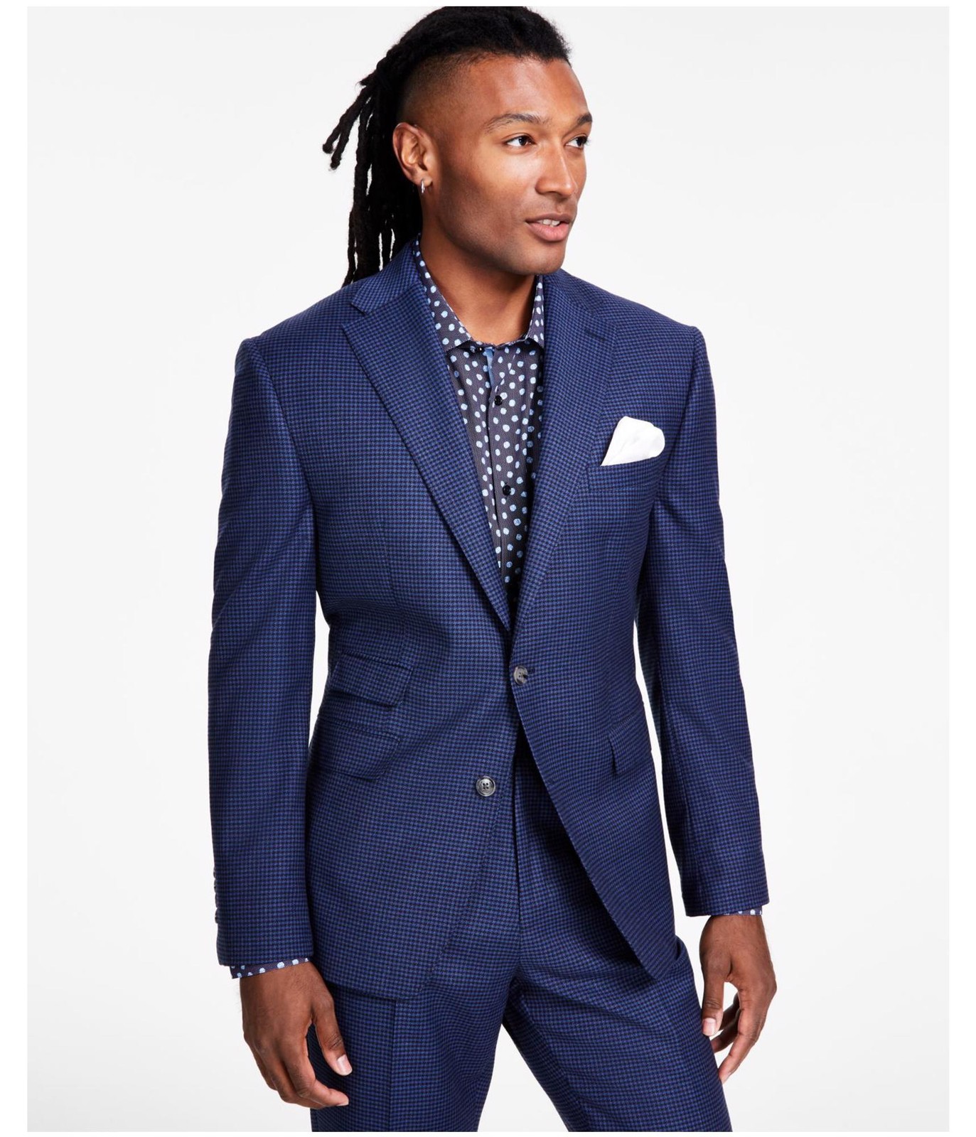 Жакеты и блейзеры Tayion Collection классического кроя из стрейчевой ткани в клетку Синий 46 29490₽